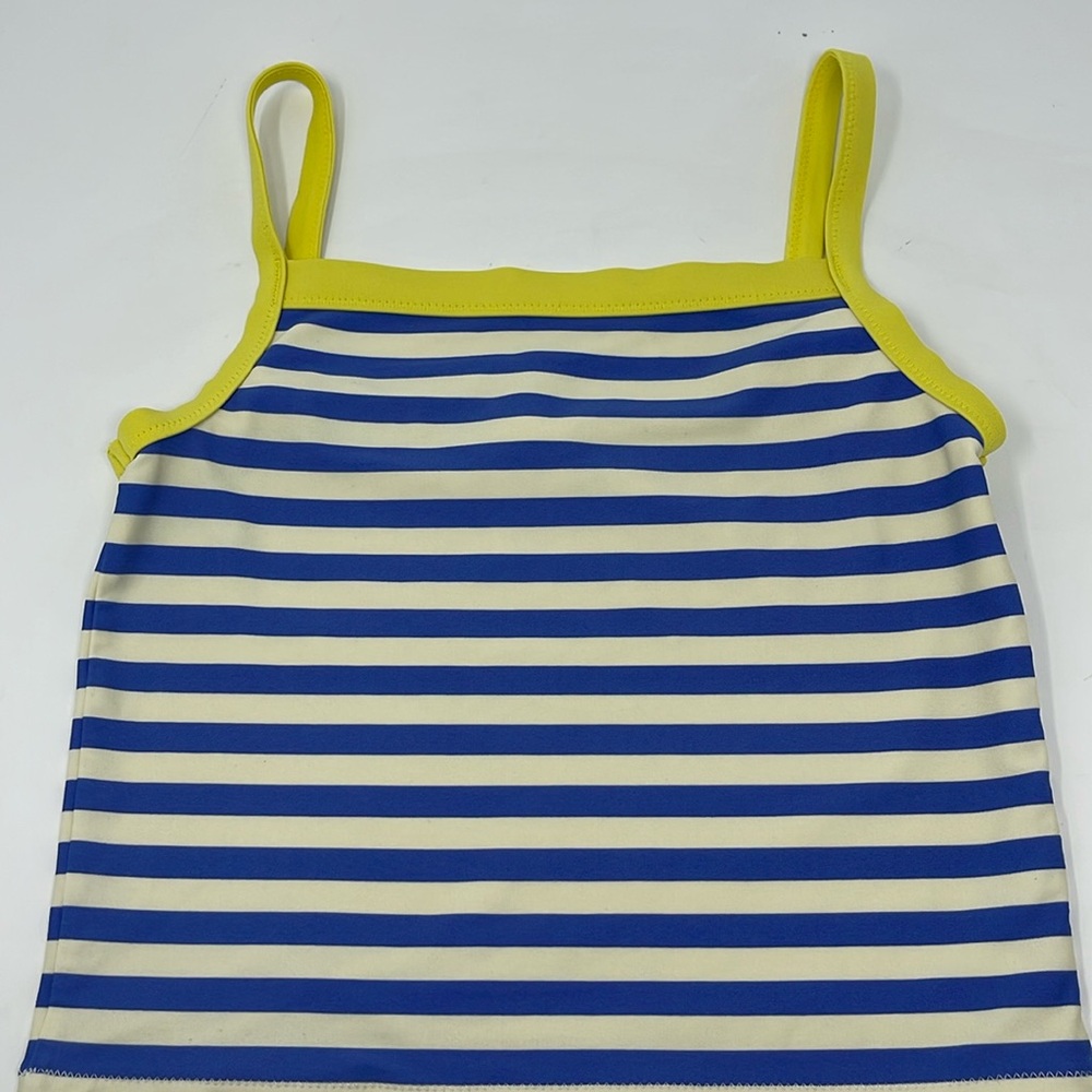 MINI BODEN: Blue/White Striped Tankini Swim Top, Size 9-10Y